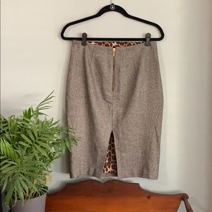 Express Silk Leopard lined pencil skirt